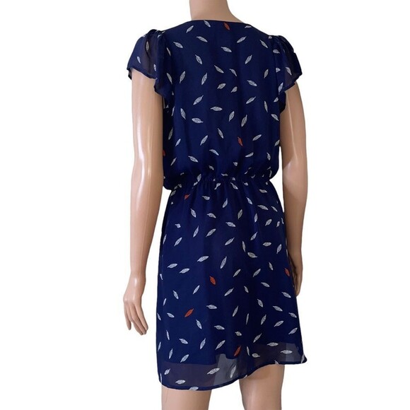 Maison Jules Dress Navy blue with white feathers red, white & blue SZ Sm - Picture 4 of 9